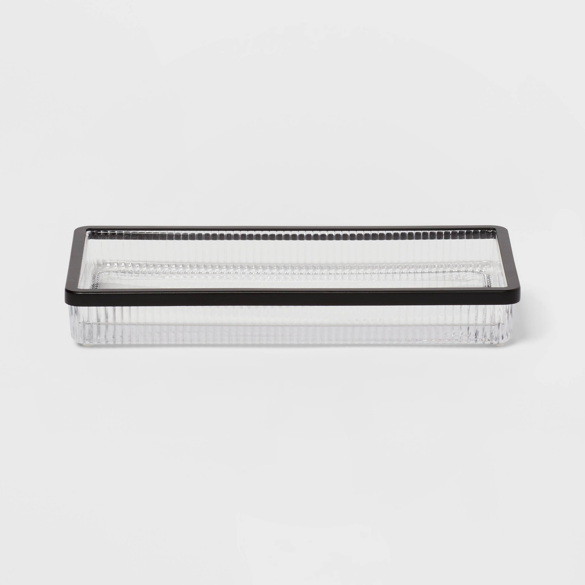 Ribbed Glass Tray Black - Threshold™