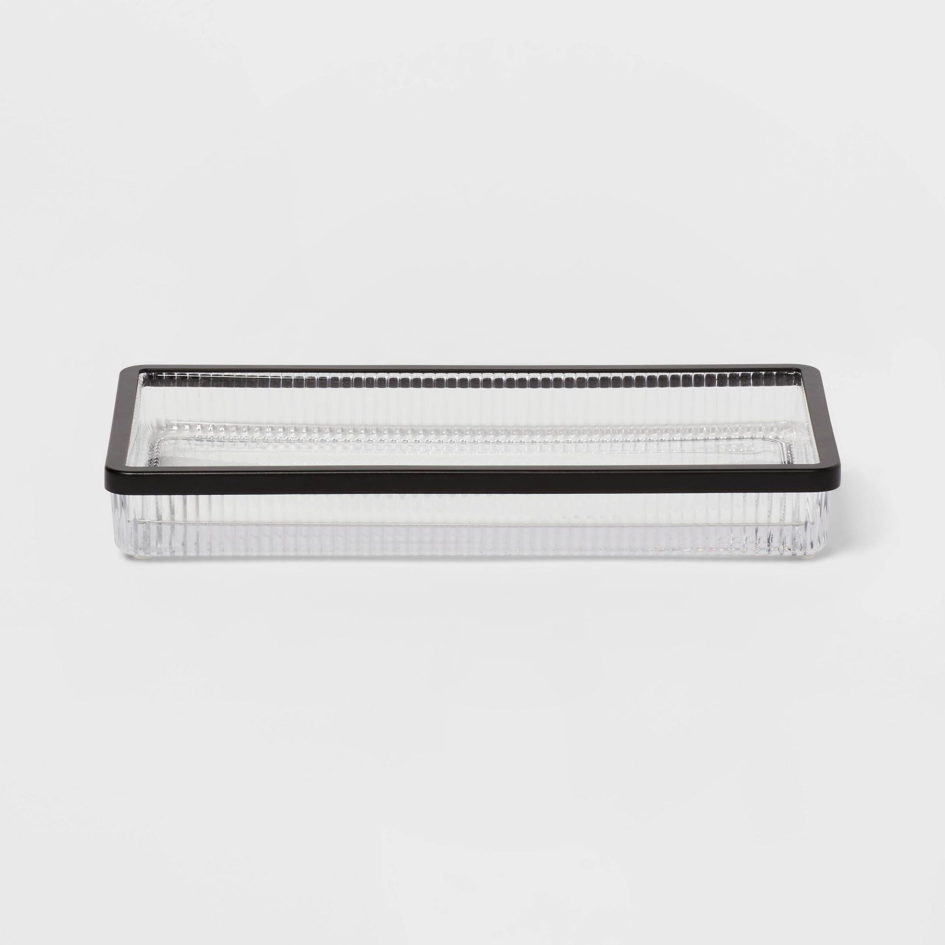 Ribbed Glass Tray Black - Threshold™: Metal & Glass Vanity Organizer, Easy to Clean