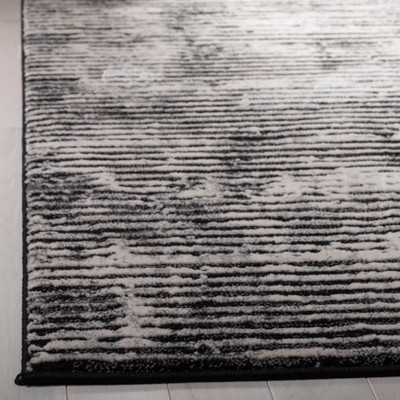 Gray High Pile Square Synthetic Area Rug