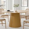 PexFix 46" Round Dining Table for 6 People Modern Pedestal Table with Fluted Cone Base & Wood MDF Top for Small Space Kitchen Dining Room Cafe Natural - 2 of 4