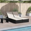 vidaXL Double Sun Lounger Black, Cream White - 2 of 4