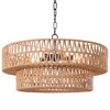 LamQee 22 Inch Farmhouse Rattan Chandeliers, 5 Lights Boho Chandelier Light Fixture with Hand Woven Wicker Shade - 3 of 4