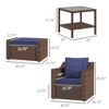 5pc Patio Furniture Set, All Weather PE Rattan Conversation Chair and Ottoman Set w/ Table, Cushion Pillows - 3 of 4