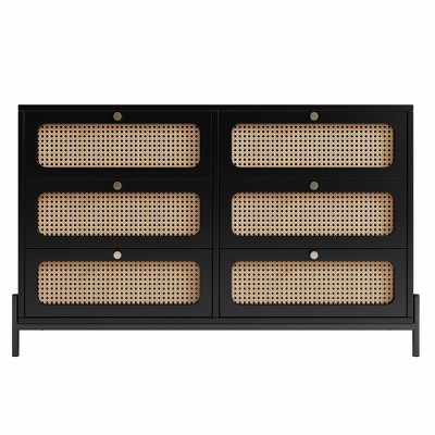 Bella Depot Rattan Wood Closet 6-Drawer Dresser