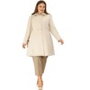 Agnes Orinda Women's Plus Size Notched Lapel Single Breasted Back Split Winter Long Pea Coats - 3 of 4
