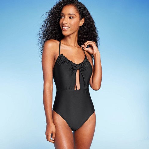 Women's Front Cut Out Ruffle Detail One Piece Swimsuit - Shade