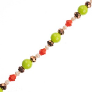Crystal Lane DIY Designer 7in Bead Strand Glass Green and Orange Assorted - 1 of 4