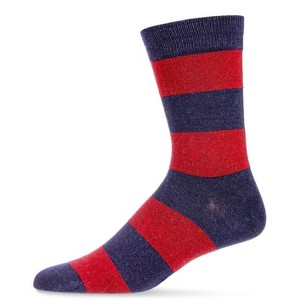 Memoi Men's Rugby Striped Luxuriously Soft Cashmere Blend Crew Socks - 1 of 4