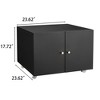 Grungis Modern File Cabinet with 2 Doors,Lateral Metal Printer Stand with Wheels,Office Cabinet for Home,Office,White/Black - 3 of 4