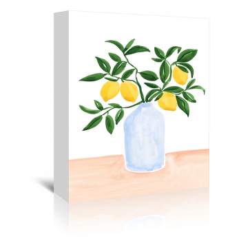 Americanflat Botanical Farmhouse Lemon Tree Branch In A Vase By Sabina Fenn Wrapped Canvas