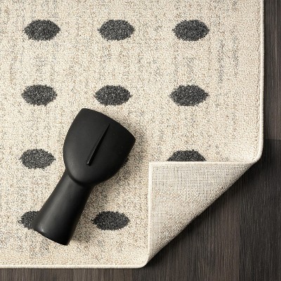 Cream Geometric Dots 5' x 7' Synthetic Area Rug