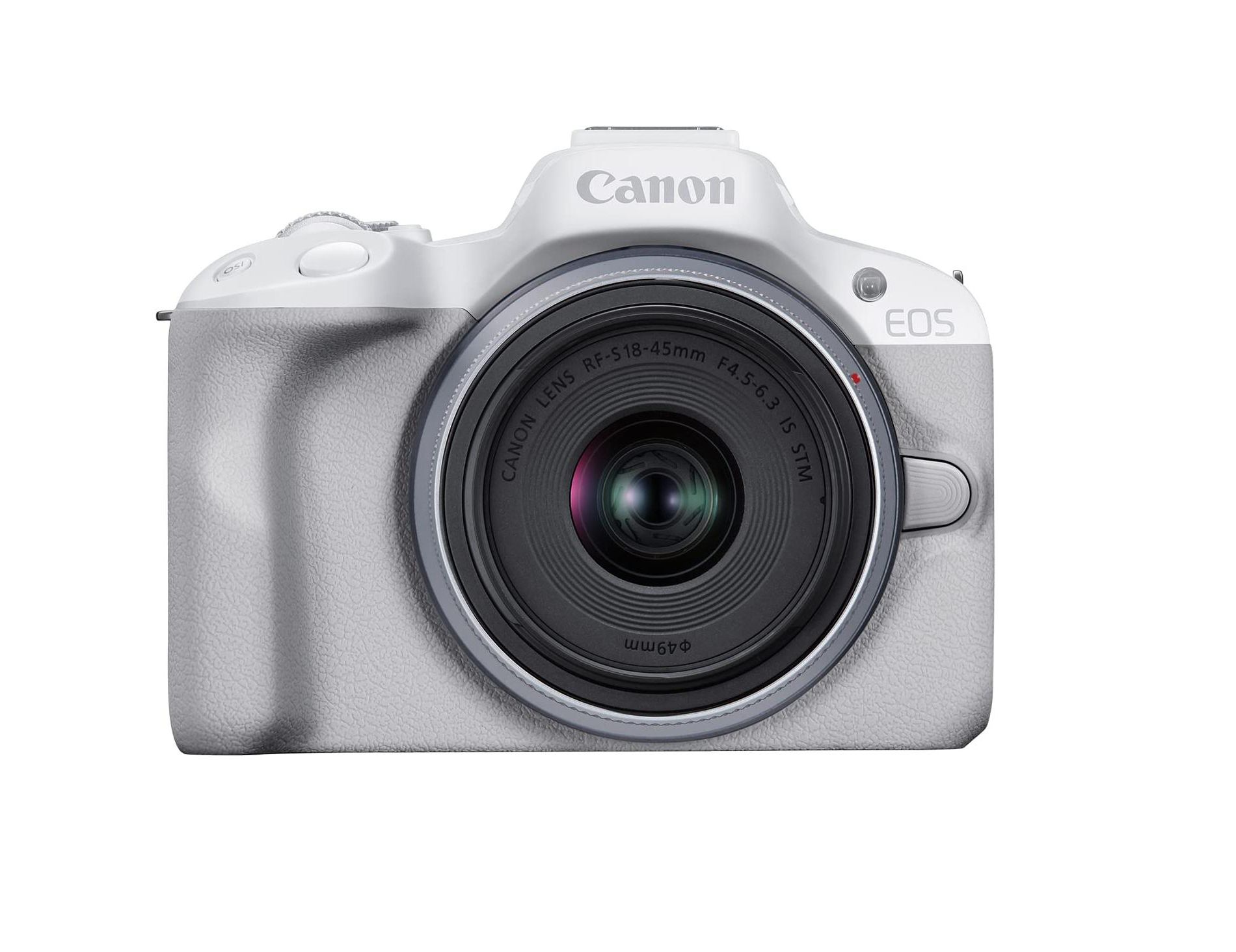 Canon EOS R50 Mirrorless Camera w/ RF-S 18-45mm Lens, 24.2MP, 4K Video, Subject Tracking, Compact, White