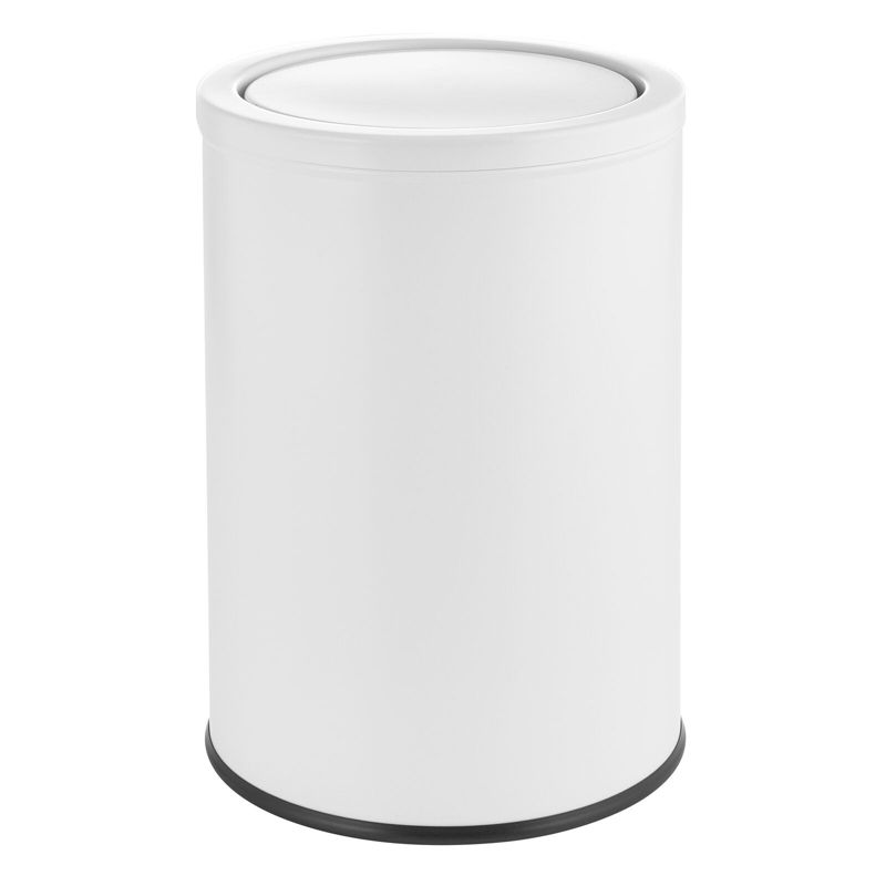 mDesign Small Round Metal 4.8 Gallon Covered Bathroom Swing Lid Trash Can, 1 of 7