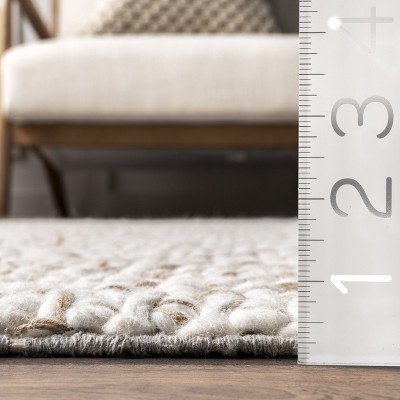 Ivory Flat Woven Wool Blend Round Area Rug