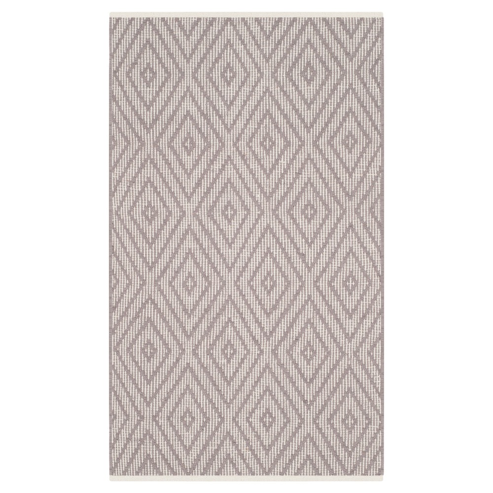 Gray/Ivory Diamond Flatweave Woven Accent Rug 2'3inx3'9in