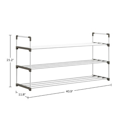 White and Gray 3-Tier Plastic Shoe Rack Organizer