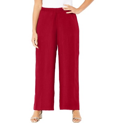 Catherines Women's Plus Size Cocktail Pant - 22 W, Rich Burgundy : Target
