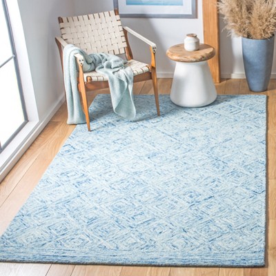Hand-Tufted Boho Chic Blue Wool Rectangular Rug - 3' x 5'