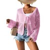 Women's Tie Front Crochet Cardigan Lightweight Hollow Out Knit Cardigan Shrugs Cropped Tops Cover Up - 3 of 4