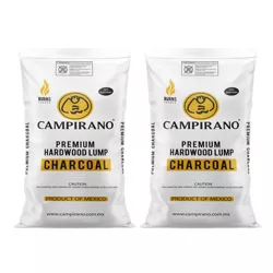 Campirano Premium All Natural Hardwood Bulk Black Lump Charcoal, Burns Longer and Hotter, Perfect for Smokers or Ceramic Grills, 40 Pound Bag (2 Pack)