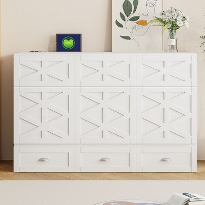 Queen Size Murphy Bed with Large Drawers