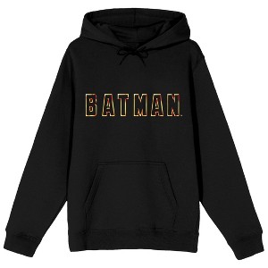 Men's DC Comic Book Batman Text Black Graphic Print Hooded Sweatshirt - 1 of 1