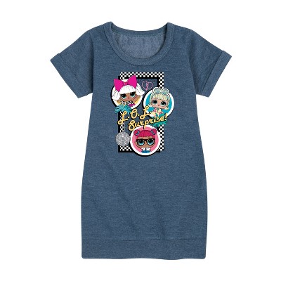 - LOL Surprise! - Retro Style Dolls Graphic Short Sleeve Fleece Dress