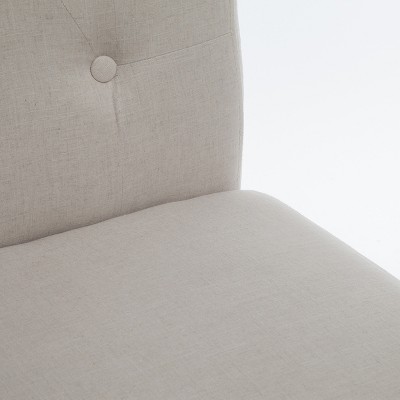 Natural Linen Upholstered Side Chair with Wood Legs, Set of 2