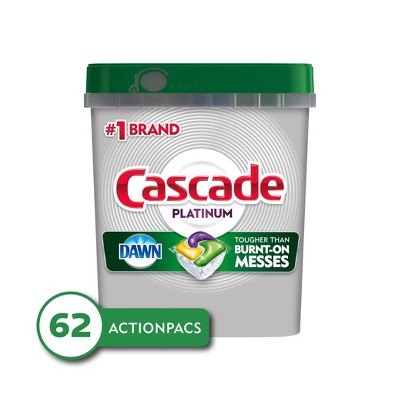 Cascade Platinum ActionPacs Dishwasher Detergent - Lemon Scent - 62ct