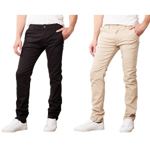 Galaxy By Harvic Men's Cotton Chino  Slim Fit Casual Stretch Pants-2 Pack - 1 of 2