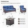 4 Pieces Wicker Outdoor Patio Rattan Sectional Conversation Set with Fire Pit Table and Patio Swivel Glider Chairs Set - 4 of 4