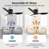 KTMBDW Quiet Ceiling Fan with LED Light 42 inch Large Air Volume Remote Control for Kitchen Bedroom Dining room Patio, Black - 4 of 4