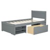 CAVINAS Twin Size Platform Bed Modern Wooden Bed Frame with Drawer and 2 Removable Double-Layer Storage Shelves for Bedroom - 3 of 4