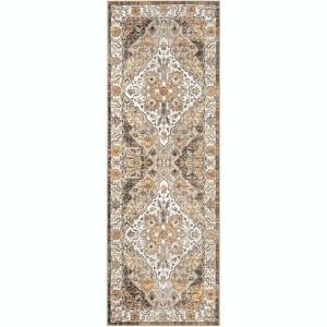 Stain Resistant Non-Slip Machine Washable Area Rug with Distressed Medallion Design for High-Traffic Homes - 1 of 4