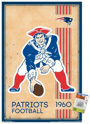 Trends International NFL New England Patriots - Retro Logo 14 Unframed Wall  Poster Print Clear Push Pins Bundle 22.375