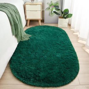LOVEVOOK Fluffy Runner Rug for Bedroom, Shag Oval Rug for Bedside, Living Room Dorm Home Decor 2.6x5.3 Feet - 1 of 4