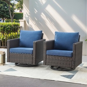 Buenhomino Patio Chairs Wicker Swivel Rocker Set of 2 Heavy Duty Patio Furniture Set Wicker Outdoor Swivel Rocking Chairs for Porch Balcony - 1 of 4