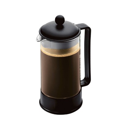 Bodum Brazil 8 Cup 34oz French Press Coffee Maker Black: Glass Carafe, Dishwasher-Safe, Manual Coffee Presser