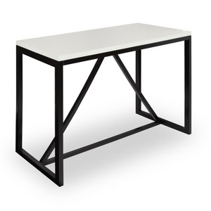 Kate and Laurel Truss Rectangle Wood Pub Table, 48x24x36, White and Black - 1 of 4
