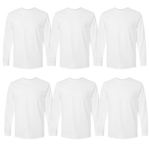 EG PRO Men's T Shirts Long Sleeve Shirts Cotton Crew Neck Tees, Casual Fit - 6 Pack - 1 of 4