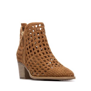 XTI Women's Block Heel Braided Style Ankle Booties 145267 Camel 7