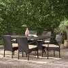 GDFStudio Toledano Outdoor Wicker and Iron 7 Piece Dining Set with Water Resistant Cushion - 2 of 4