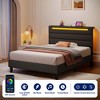 GREENSTELL Twin Bed Frame with Upholstered Headboard  and Charging Station & LED Lights Wood - 2 of 4