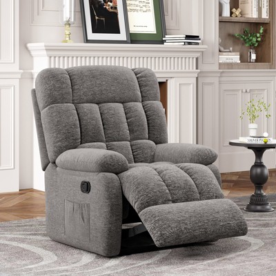 GlasFlength Accent Chairs Recliner Chair with Side Pocket, Ergonomic and Adjustable Recliner Chairs for Adults, for Living Room, Gray，36"*39"*42"