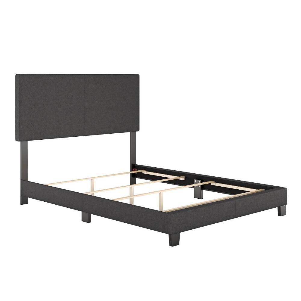 Photos - Bed Queen Monroe Linen Upholstered Platform  Frame Charcoal - Eco Dream