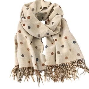 Anna-Kaci Reversible Polka Dot Scarf with Soft Fabric and Fringe Trim 78.5×25.5 Inches - 1 of 3