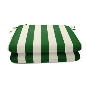 Casual Cushion Stripe Sunbrella Fabric 2-Piece Indoor/Outdoor Seat Pad Cushion, 20"W x 18"L - 1 of 4
