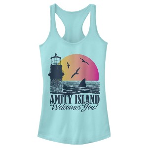 Juniors Womens Jaws Amity Island Welcomes You! Racerback Tank Top - 1 of 4