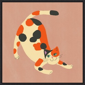 Amanti Art Playful Calico Cat by Little Dean Framed Canvas Wall Art - 1 of 4