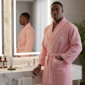 Lotus Linen Premium Waffle Piping Robe for Men - 1 of 4